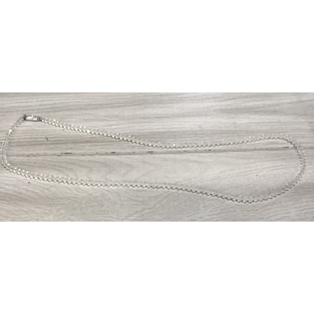Silvertone 29" Necklace‎ w/ Clear Beads Textured Vintage